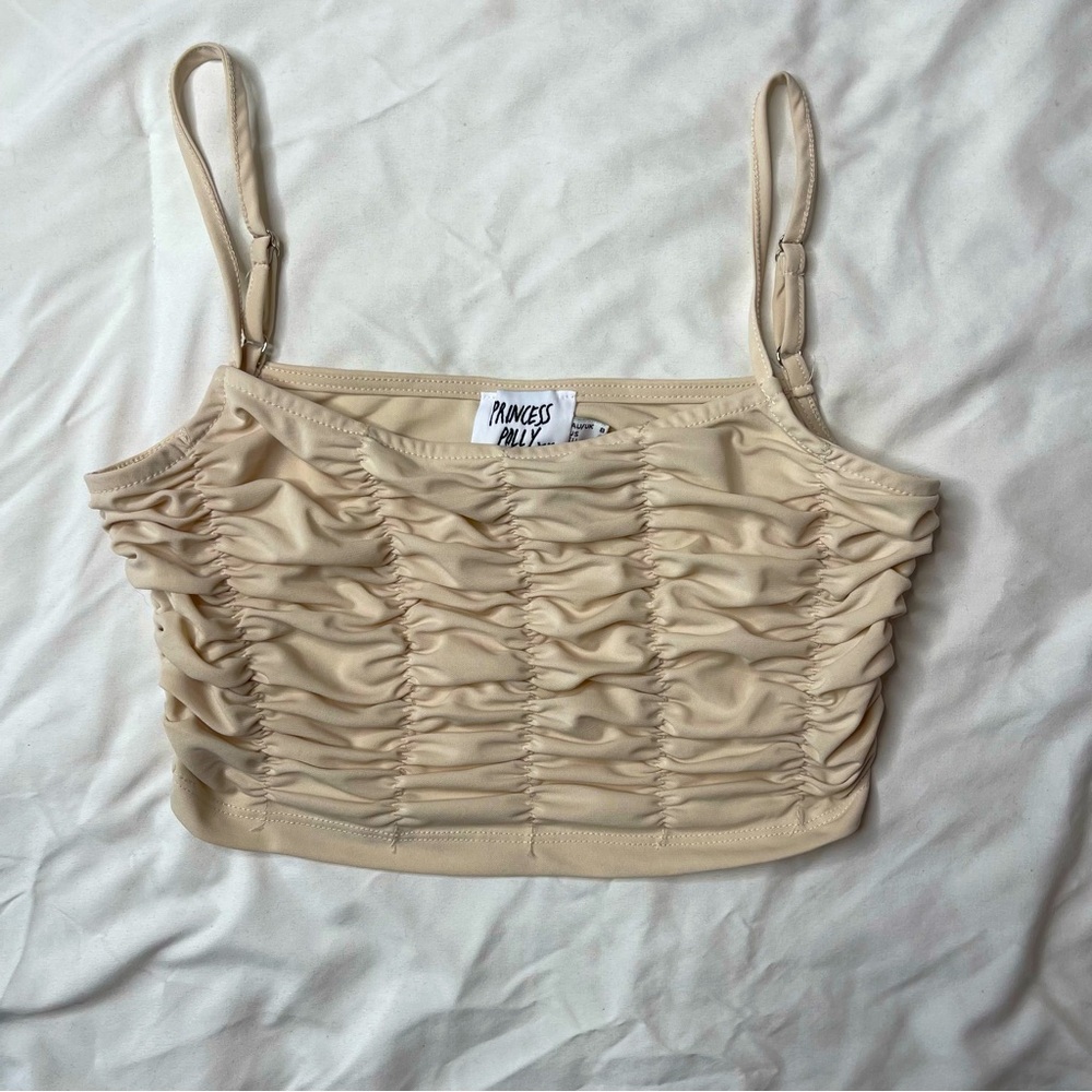 Princess Polly Adrienne cream ruched crop top (us size 4)